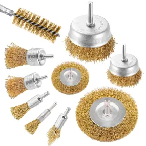 10 Pcs Wire Wheel Brush Drill with Cup, Tube, 1/4-Inch Shank Brush for Cleaning, Rust, Paint, Polishing