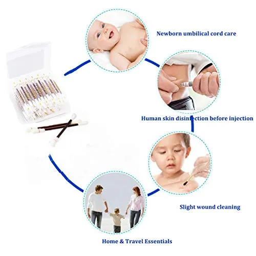 150 Individually Wrapped- Iodine Q Tips Swabs Solution Filled| First Aid Swabsticks for Nasal Ears Bruise Travel
