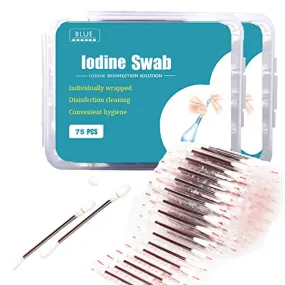 150 Individually Wrapped- Iodine Q Tips Swabs Solution Filled| First Aid Swabsticks for Nasal Ears Bruise Travel