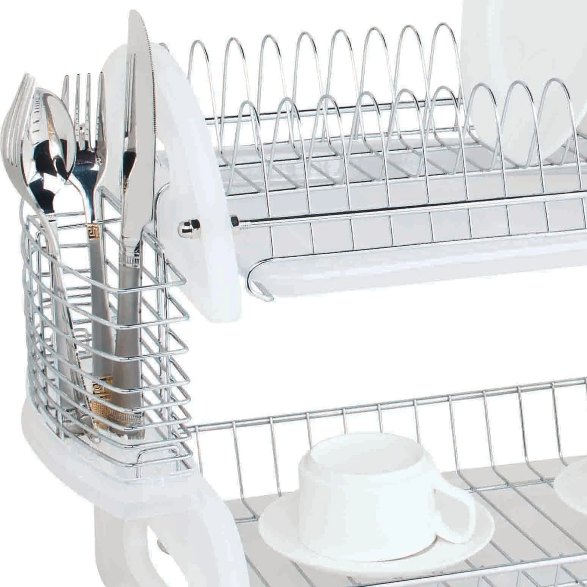 2 Tier Plastic Dish Drainer, White