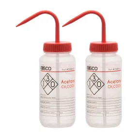 2PK Performance Plastic Wash Bottle, Acetone, 500 ml - Labeled (2 Color)