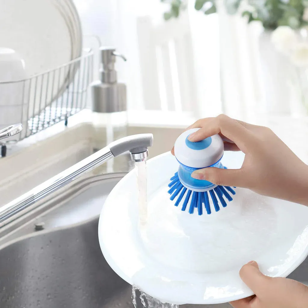 3 Pcs Dish Brush with Soap Dispenser