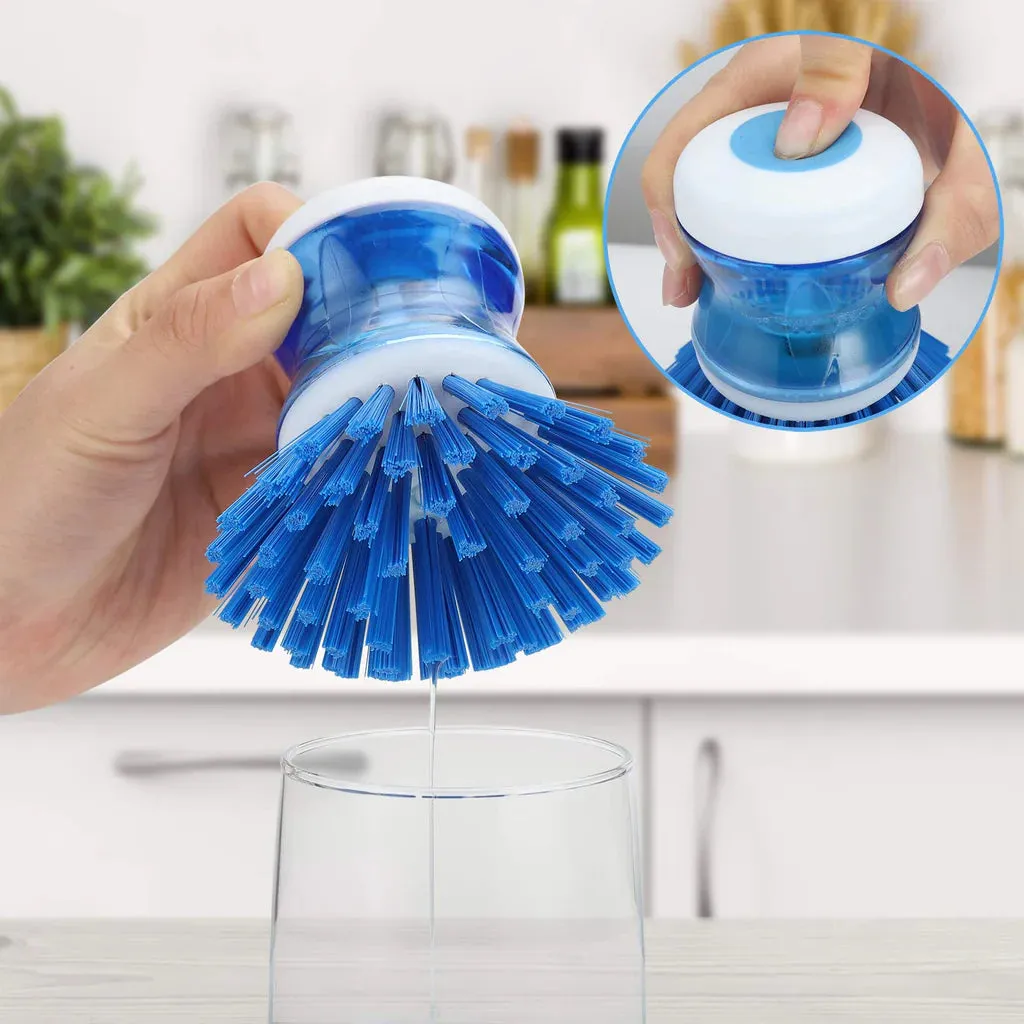 3 Pcs Dish Brush with Soap Dispenser