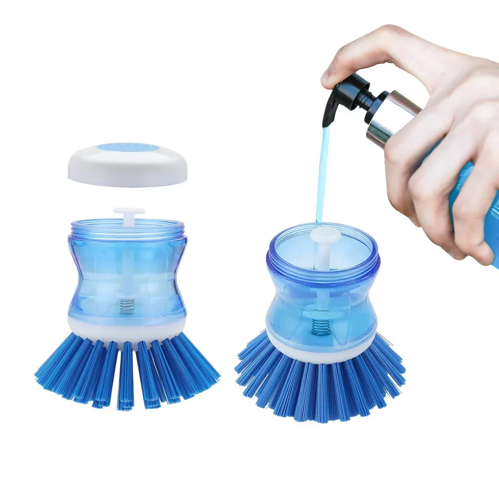 3 Pcs Dish Brush with Soap Dispenser