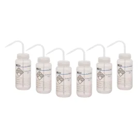 6PK Performance Plastic Wash Bottle, Distilled Water, 500 ml - Labeled (2 Color)