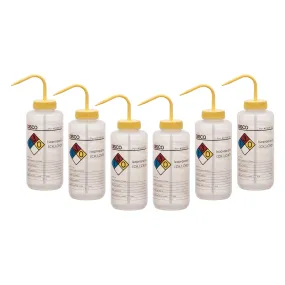 6PK Performance Plastic Wash Bottle, Isopropanol, 1000 ml - Labeled (4 Color)