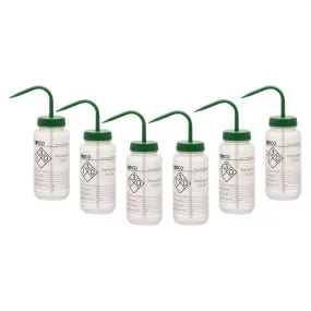 6PK Performance Plastic Wash Bottle, Methanol, 500 ml - Labeled (2 Color)
