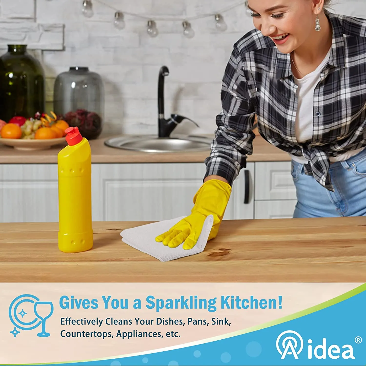AIDEA Microfiber Cleaning Cloths White-12Pack, Strong Water Absorption, Lint-Free, Scratch-Free, Streak-Free, Dish Towels White (11.5in.x 11.5in.)