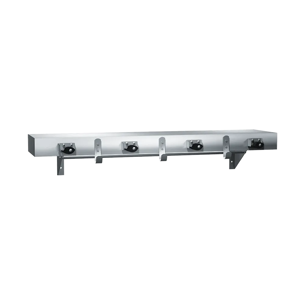ASI 1315-4 Shelf With Utility Hooks And Mop Strip, Stainless Steel, 36"