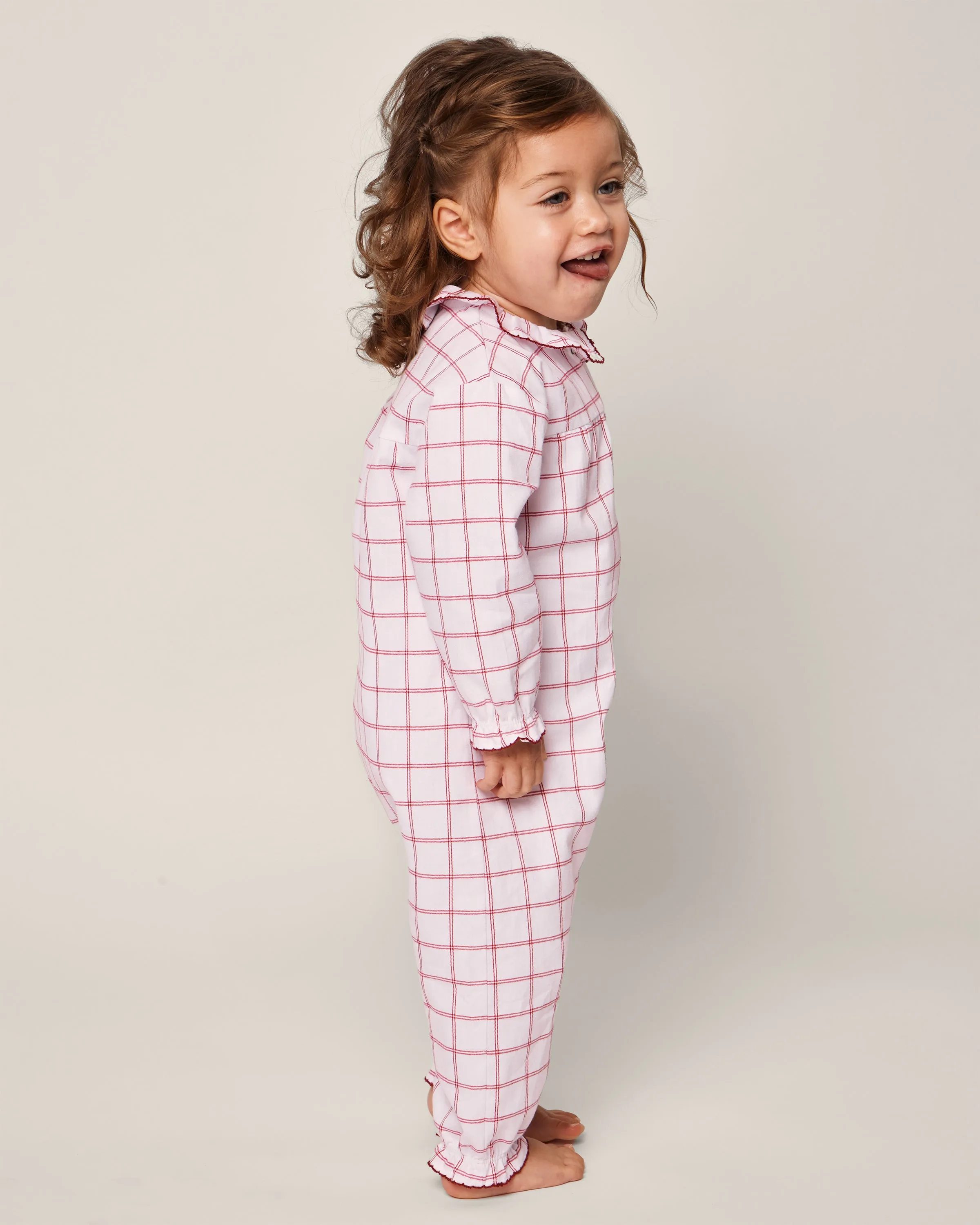 Baby's Twill Madeline Romper in Garnet Tattersall