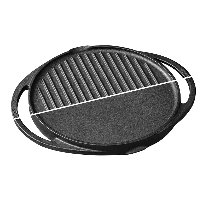 Bergner Elements Pre-Seasoned Cast Iron Grill Pan (Olive Green) - 30 CM
