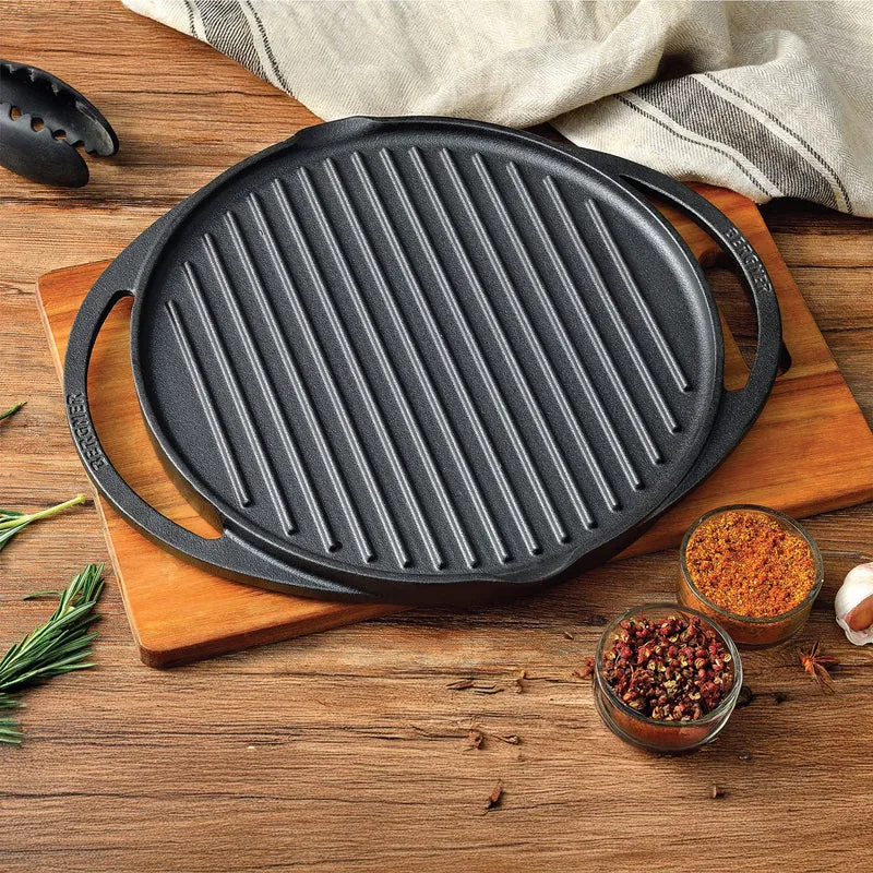 Bergner Elements Pre-Seasoned Cast Iron Grill Pan (Olive Green) - 30 CM
