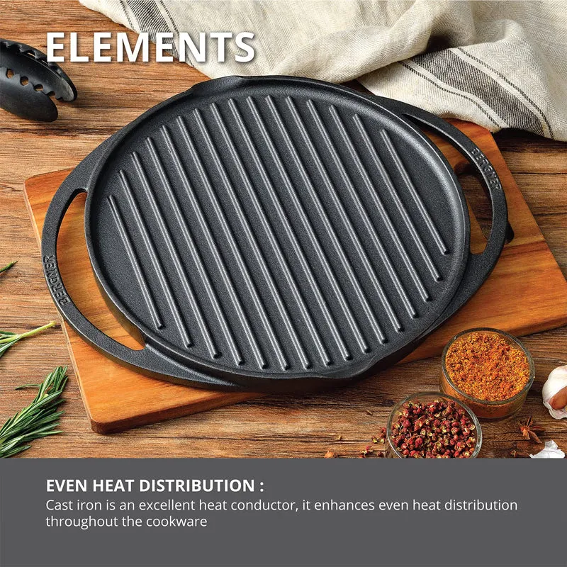 Bergner Elements Pre-Seasoned Cast Iron Grill Pan (Olive Green) - 30 CM