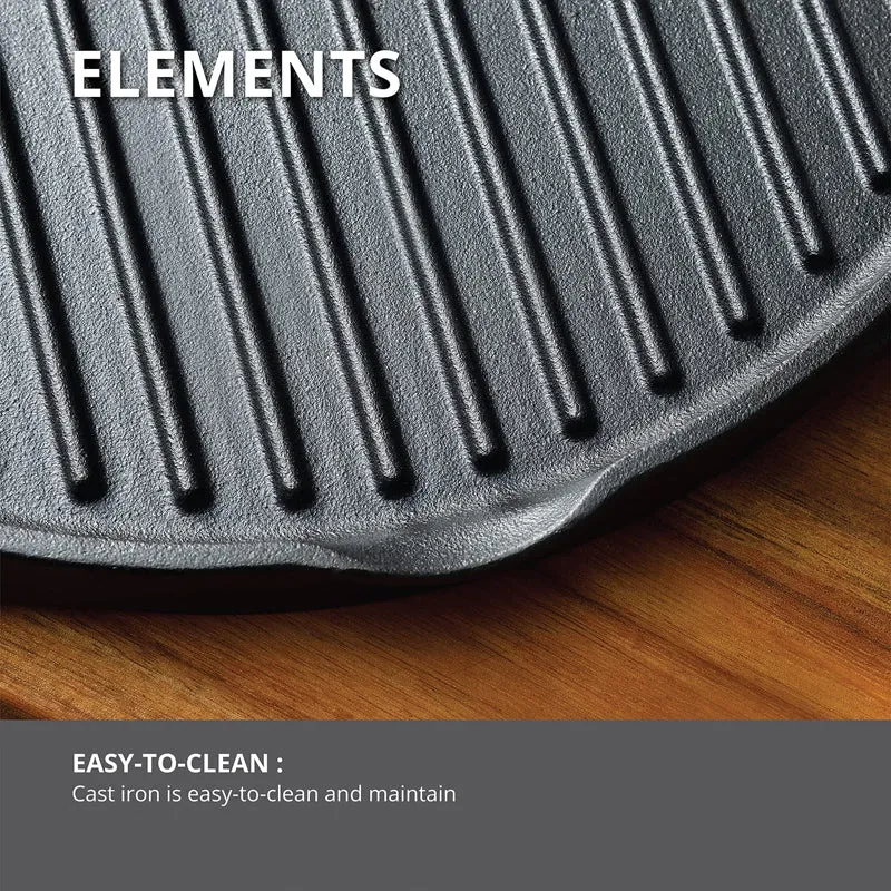 Bergner Elements Pre-Seasoned Cast Iron Grill Pan (Olive Green) - 30 CM