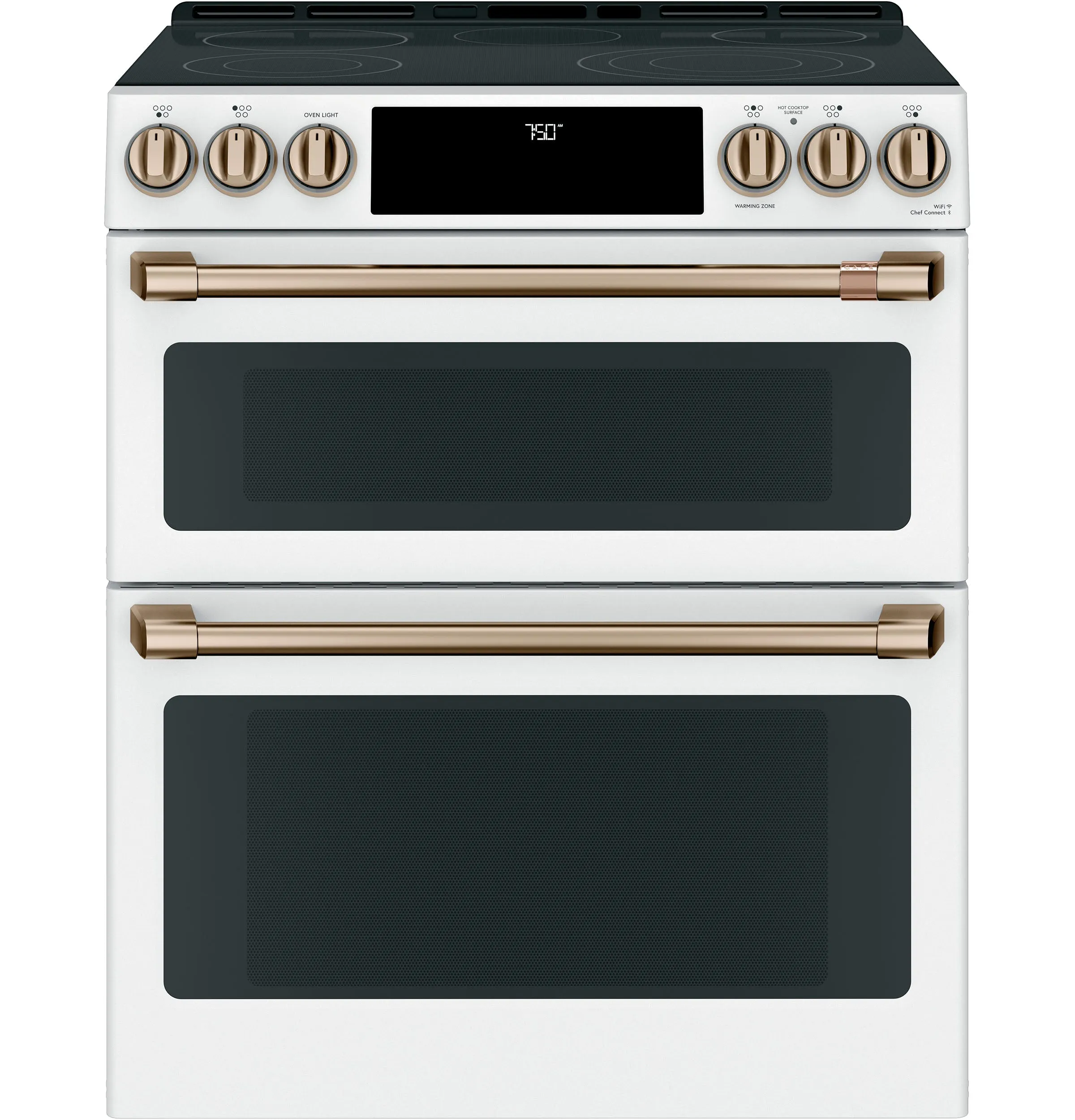 Café™ Matte White 30" Slide-In Front Control Radiant and Convection Double Oven Range (6.7 Cu.Ft) - CCES750P4MW2
