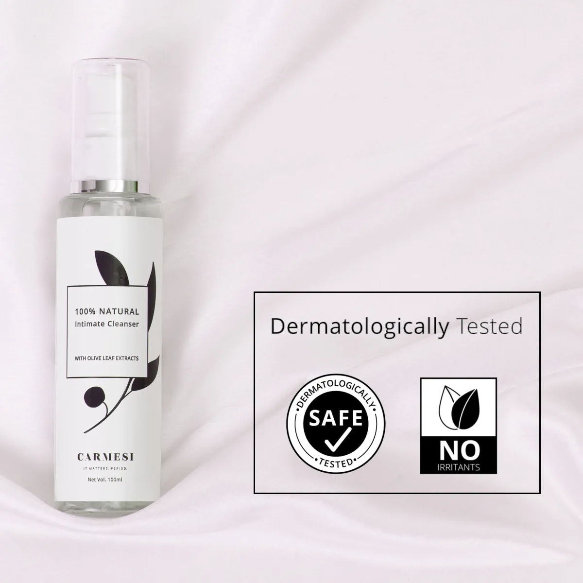 CARMESI 100% Natural Anti-Bacterial Intimate Cleanser for Women with Olive Leaf Extracts (100 ml)