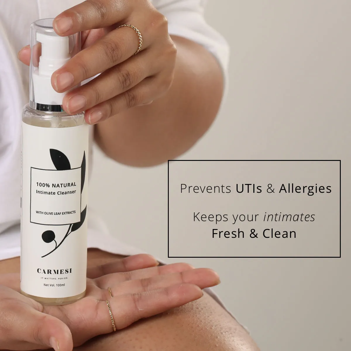 CARMESI 100% Natural Anti-Bacterial Intimate Cleanser for Women with Olive Leaf Extracts (100 ml)