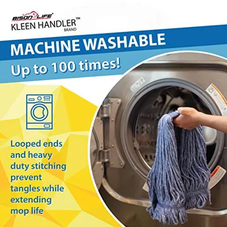 Commercial Headband Cotton Looped, End String Cleaning Mop Head Refill, Blue