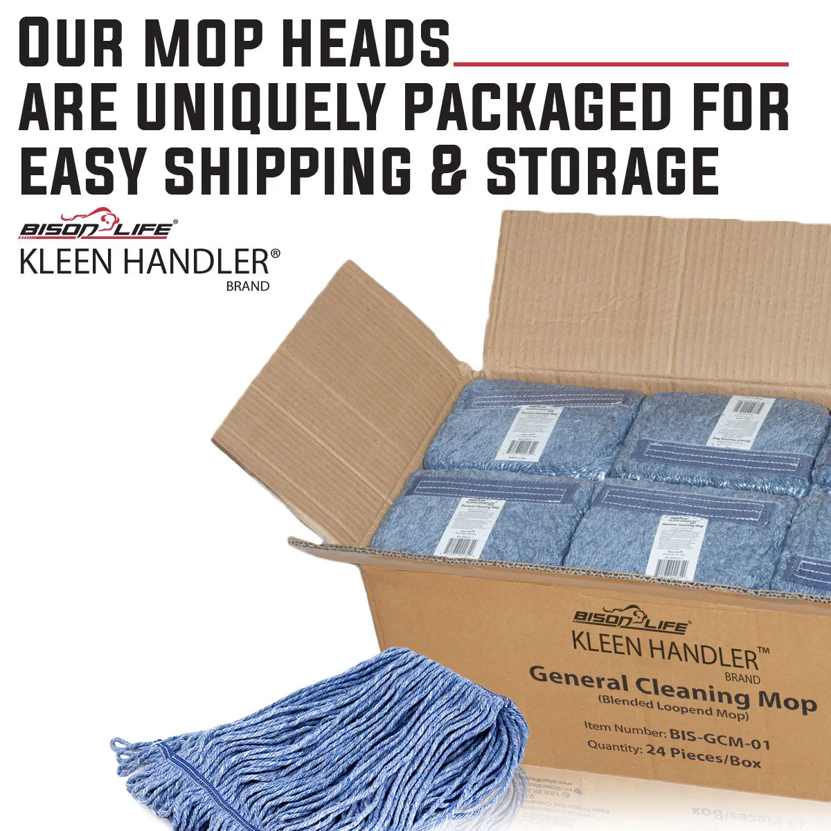 Commercial Headband Cotton Looped, End String Cleaning Mop Head Refill, Blue