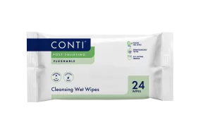 Conti® Post Toileting Cleansing Wet Wipes - Fragrance Free - 24 Wipes
