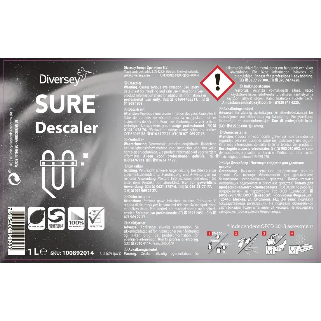 CX831 SURE Descaler Concentrate 1Ltr