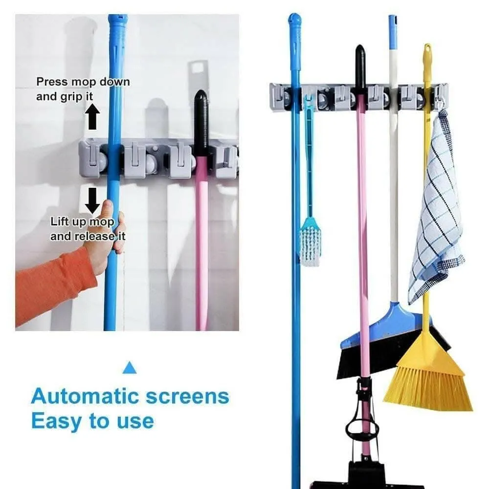 DEVIEZONE Magic Plastic Multipurpose Wall Mounted Hanging Organizer Broom Holder Stand