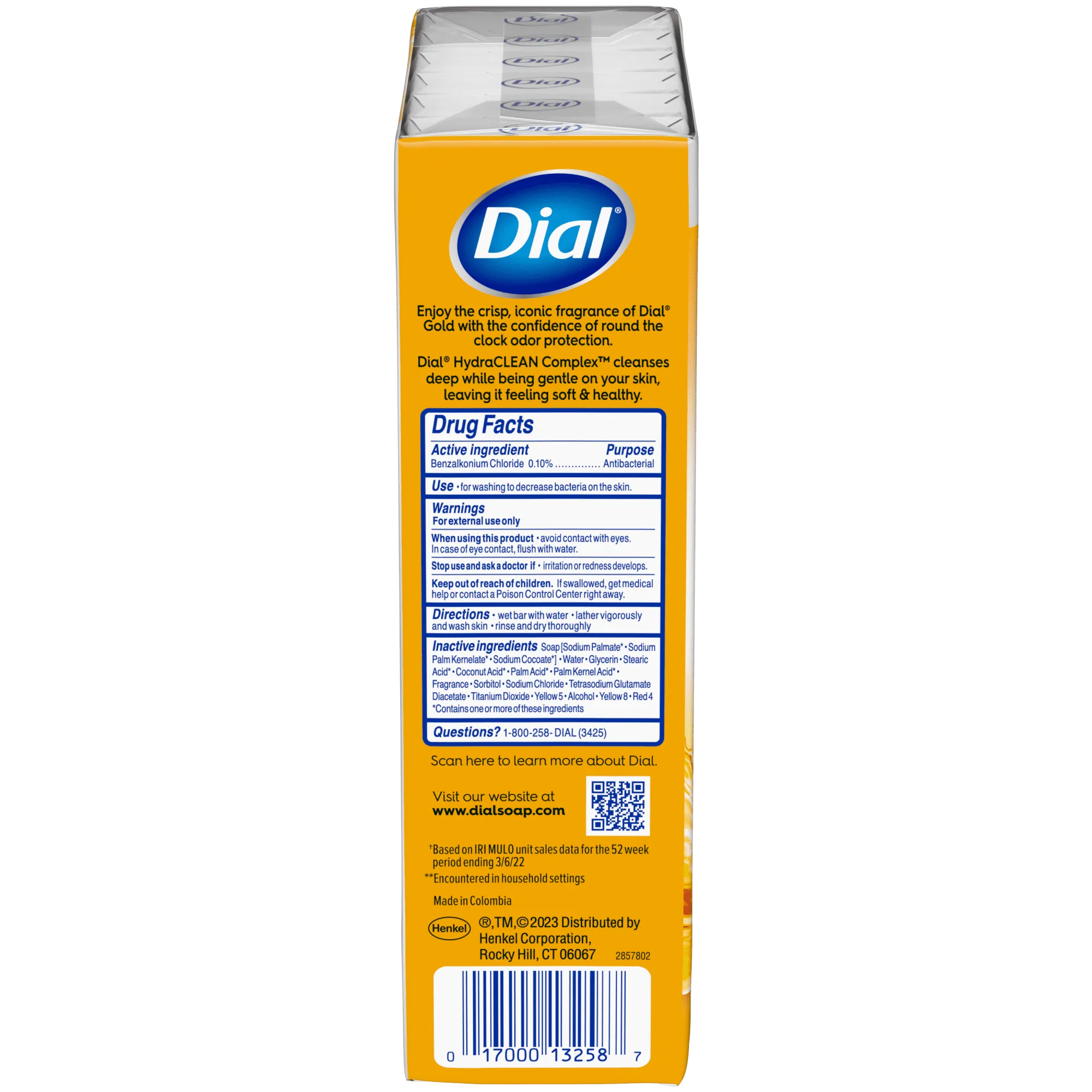Dial Antibacterial Deodorant Bar Soap, Advanced Clean, Gold, 4 oz, 12 Bars
