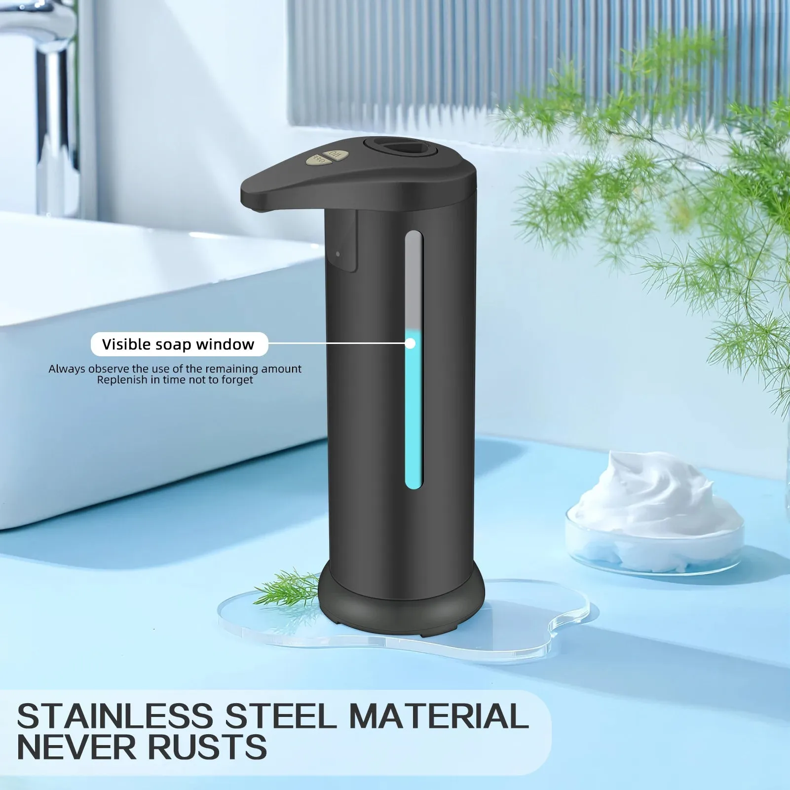 Electric Induction Soap Dispenser: Large Capacity Stainless Steel Container for Toilets