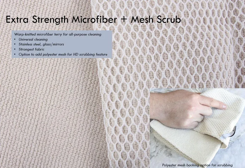 Extra Strength Dish Cloths with Mesh Scrub, 3 Pack, Khaki