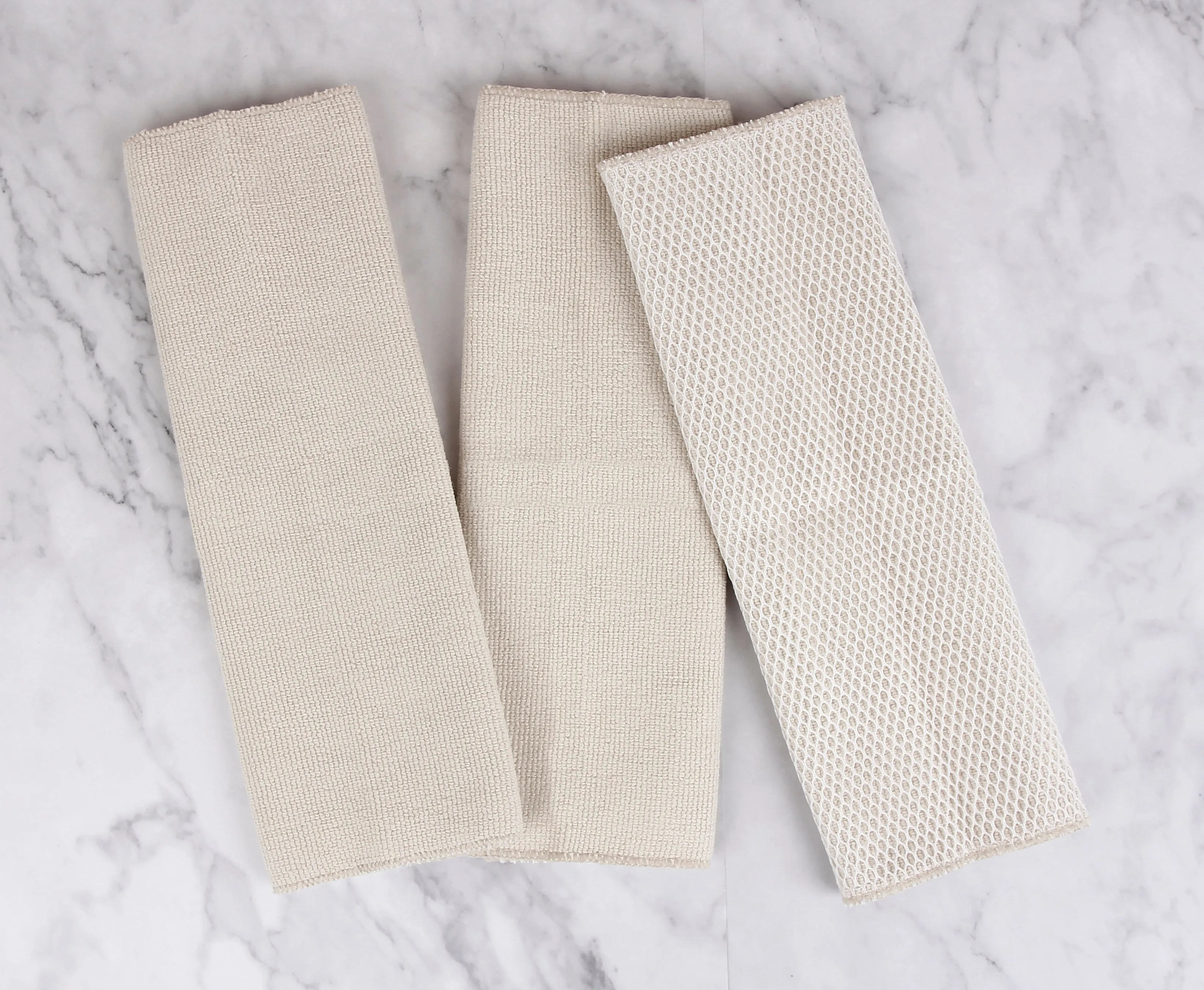 Extra Strength Dish Cloths with Mesh Scrub, 3 Pack, Khaki