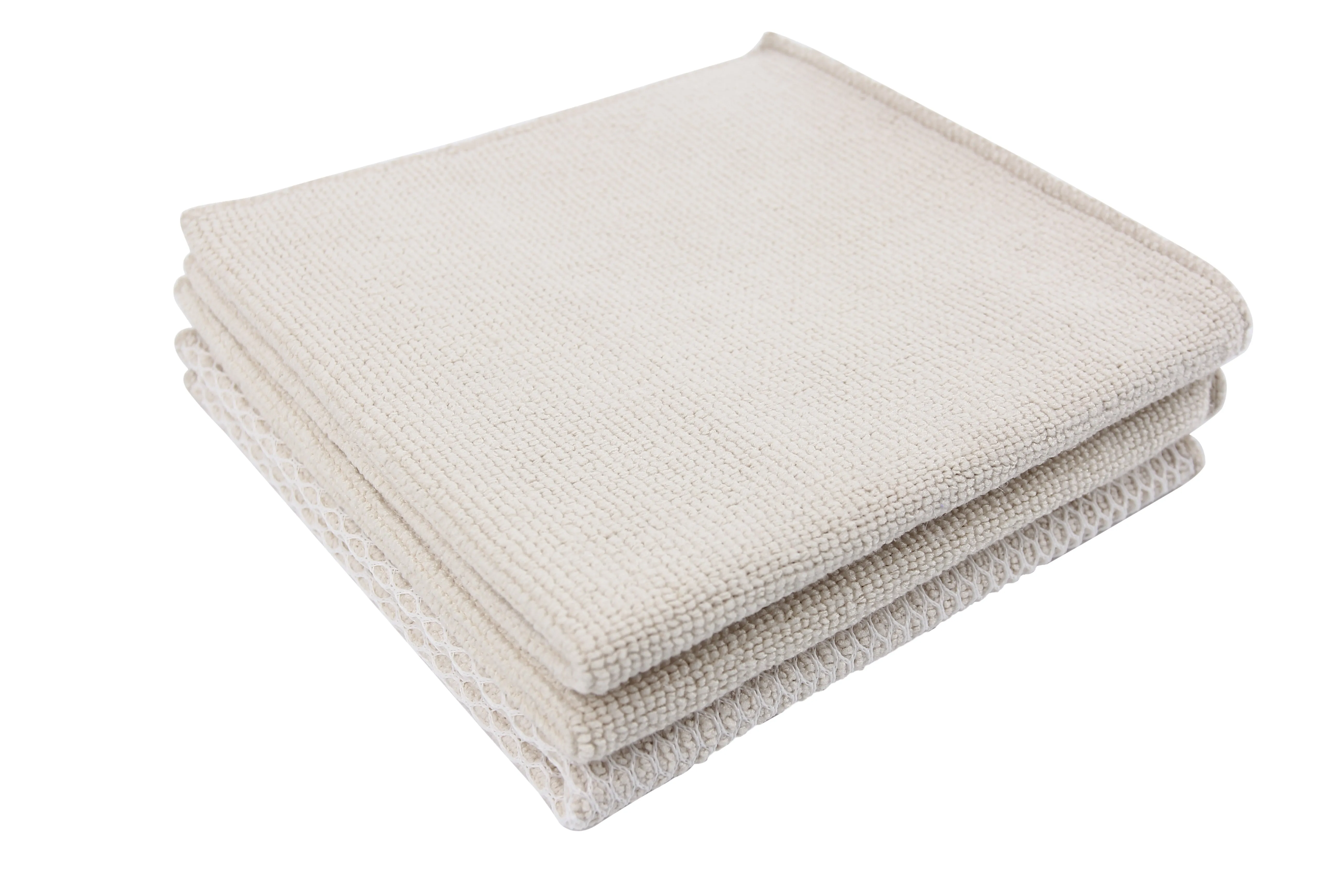 Extra Strength Dish Cloths with Mesh Scrub, 3 Pack, Khaki