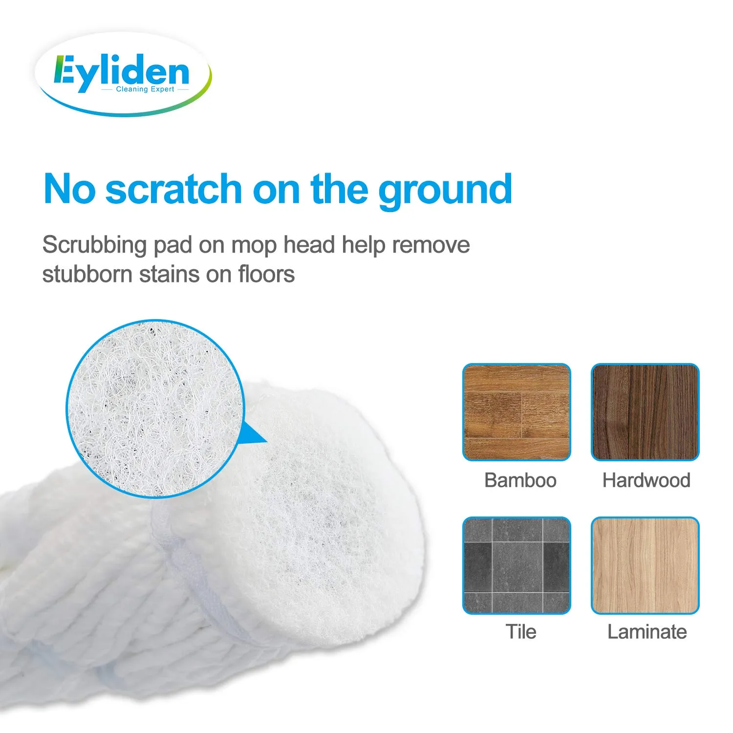 Eyliden Mop with 2 Reusable Heads, Easy Wringing Twist Mop, with 57.5 inch Long Handle, Wet Mops for Floor Cleaning, Commercial Household Clean Hardwood, Vinyl, Tile, and More (Silver, Red, Blue, Grey)