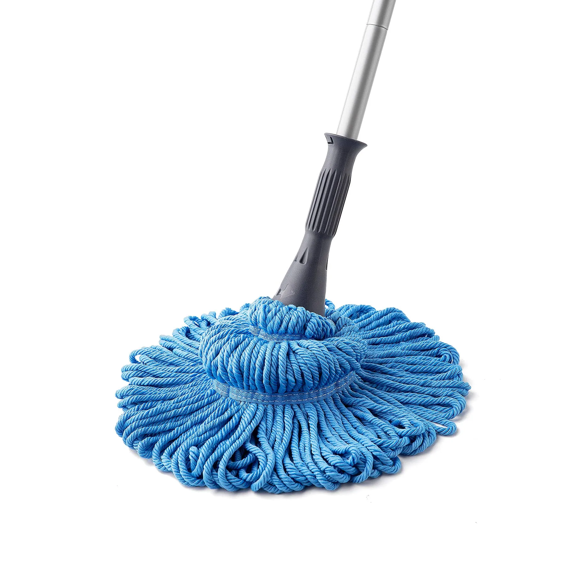 Eyliden Mop with 2 Reusable Heads, Easy Wringing Twist Mop, with 57.5 inch Long Handle, Wet Mops for Floor Cleaning, Commercial Household Clean Hardwood, Vinyl, Tile, and More (Silver, Red, Blue, Grey)