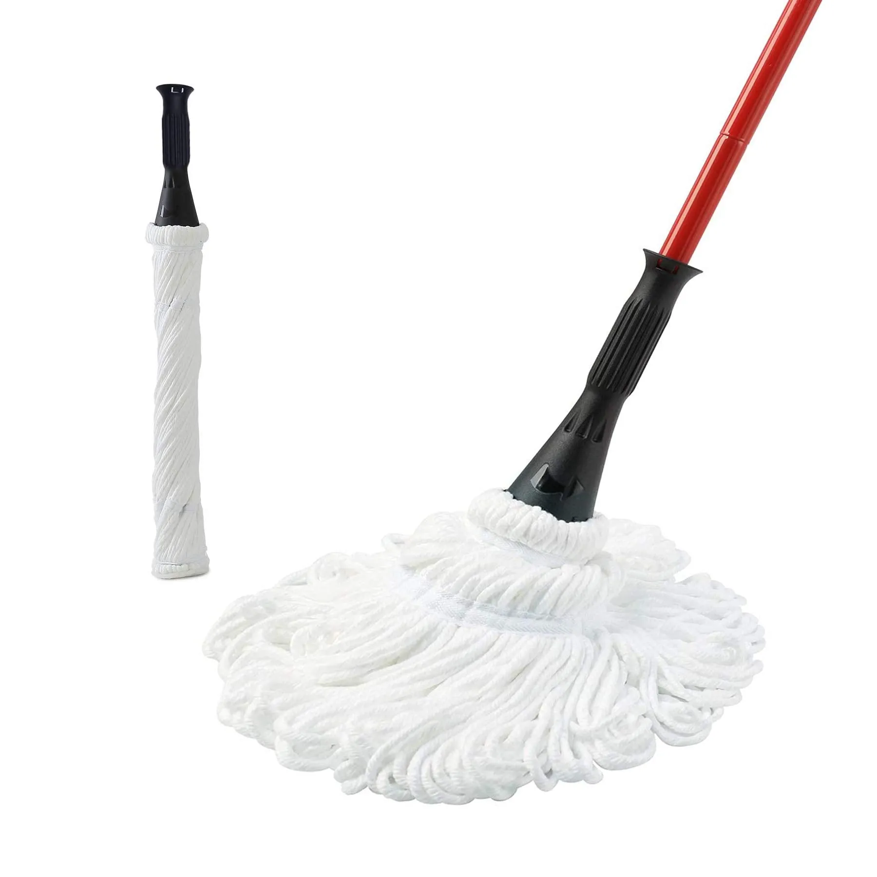 Eyliden Mop with 2 Reusable Heads, Easy Wringing Twist Mop, with 57.5 inch Long Handle, Wet Mops for Floor Cleaning, Commercial Household Clean Hardwood, Vinyl, Tile, and More (Silver, Red, Blue, Grey)