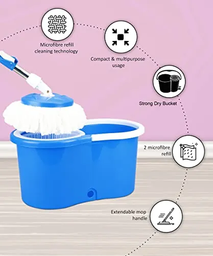 Frestol Magic Plastic Mop with 2 Refills - Blue