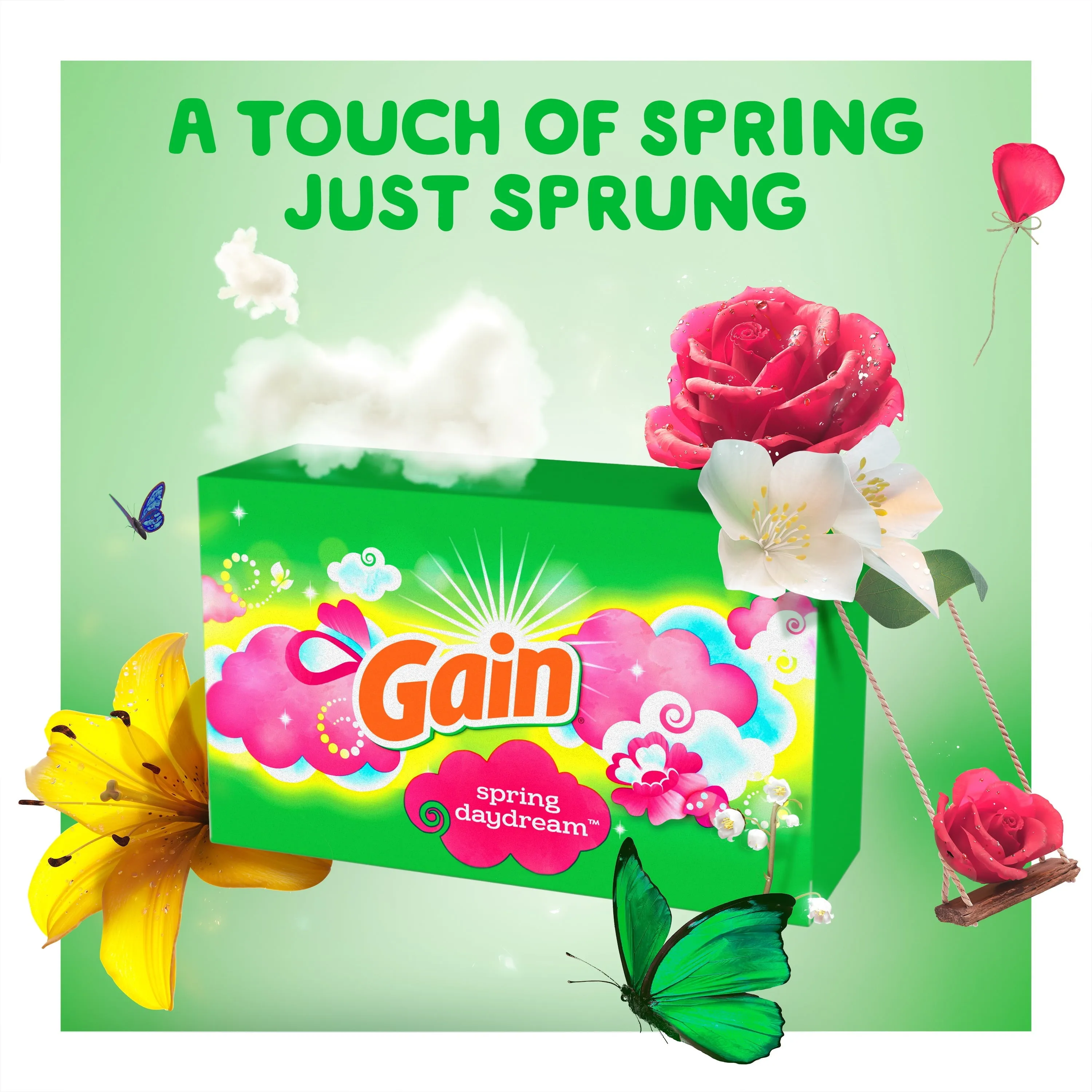 Gain Dryer Sheets, 180 Ct, Spring Daydream Fabric Softener Sheets