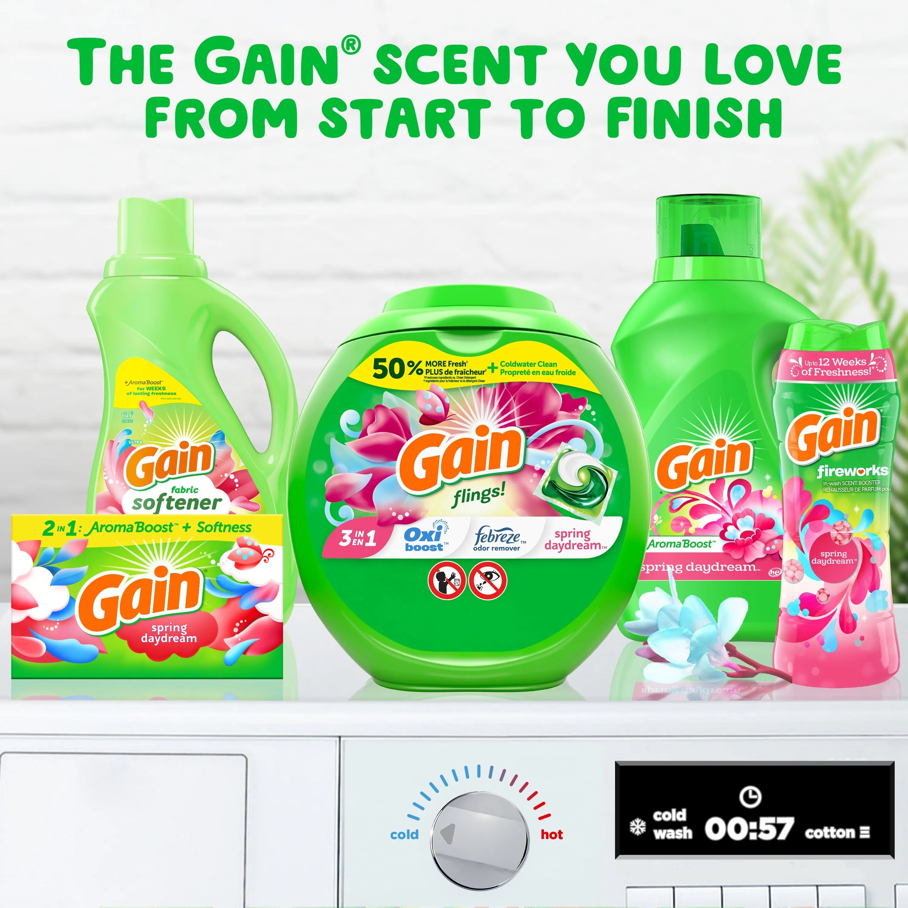 Gain Dryer Sheets, 180 Ct, Spring Daydream Fabric Softener Sheets