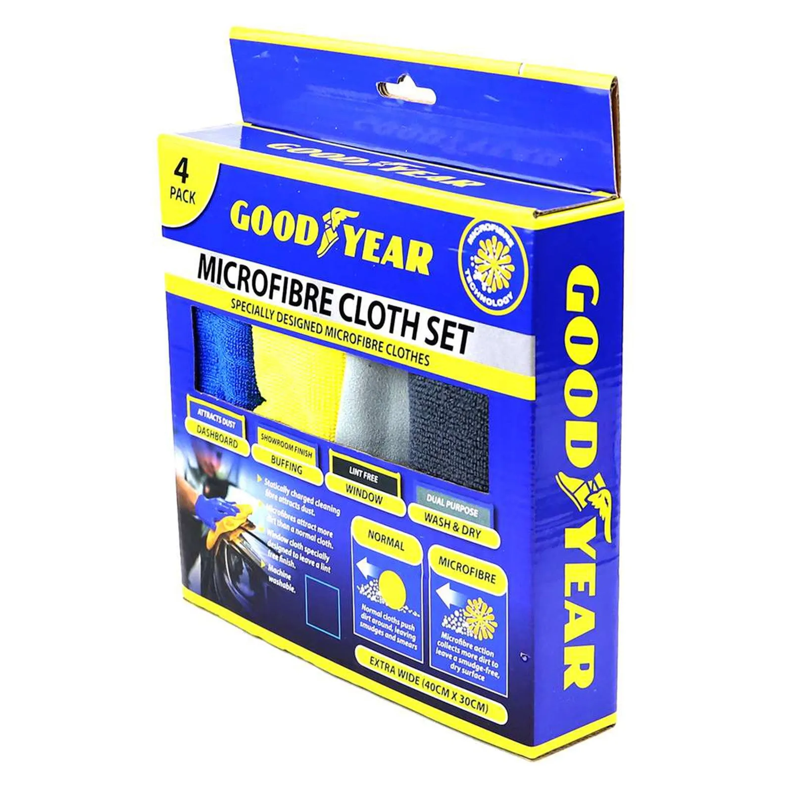 Goodyear Microfibre Car Cloths 30x40cm 4 Pack