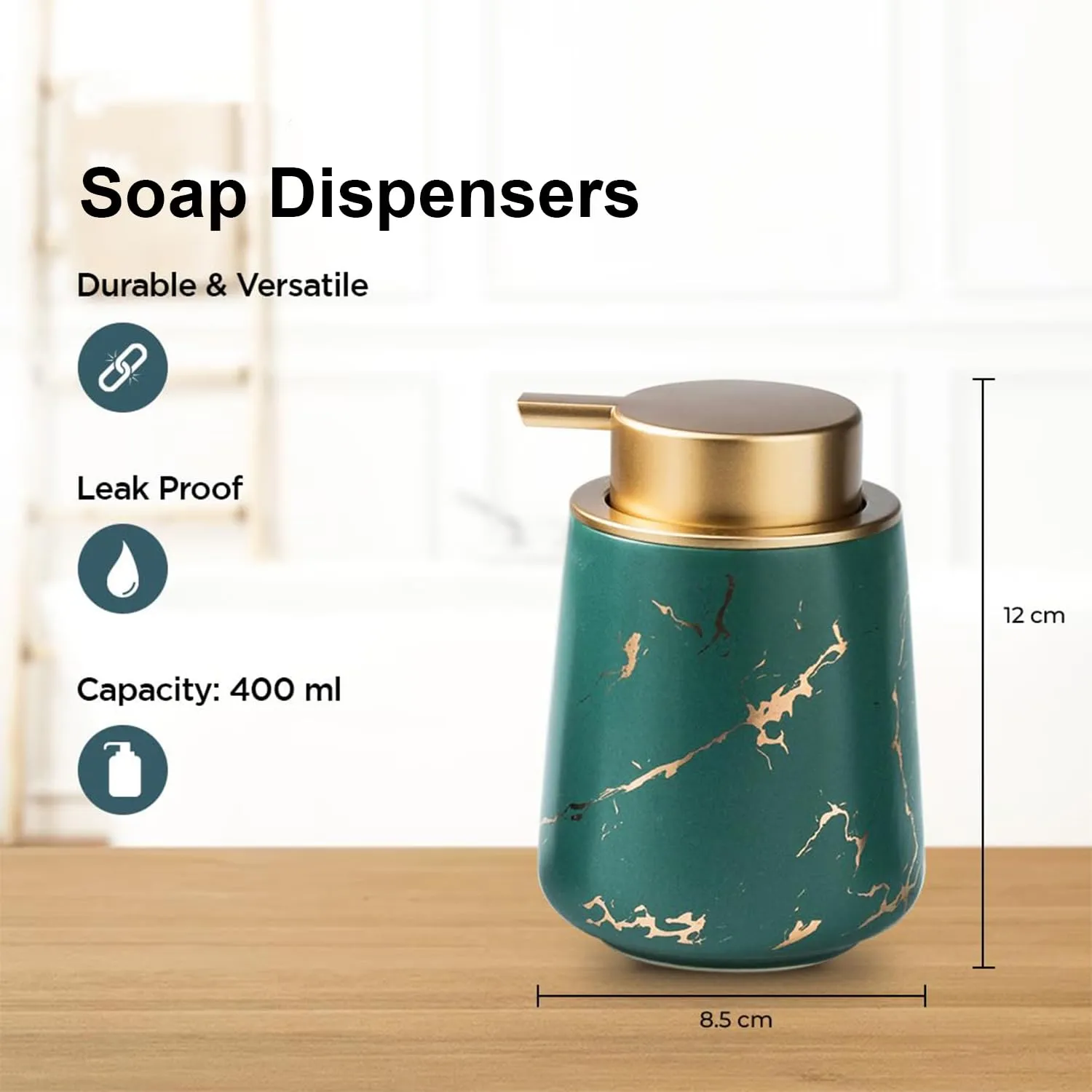 Heart Home Liquid Soap Dispenser | Handwash Soap Dispenser | Soap Dispenser for Wash Basin | Shampoo Dispenser Bottle | Bathroom Dispenser Bottle | 3 Piece | 400 ml | ZX010BK | Black