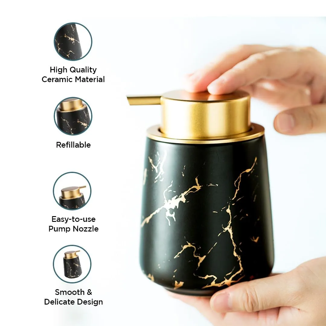 Heart Home Liquid Soap Dispenser | Handwash Soap Dispenser | Soap Dispenser for Wash Basin | Shampoo Dispenser Bottle | Bathroom Dispenser Bottle | 3 Piece | 400 ml | ZX010BK | Black