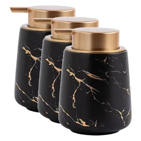 Heart Home Liquid Soap Dispenser | Handwash Soap Dispenser | Soap Dispenser for Wash Basin | Shampoo Dispenser Bottle | Bathroom Dispenser Bottle | 3 Piece | 400 ml | ZX010BK | Black