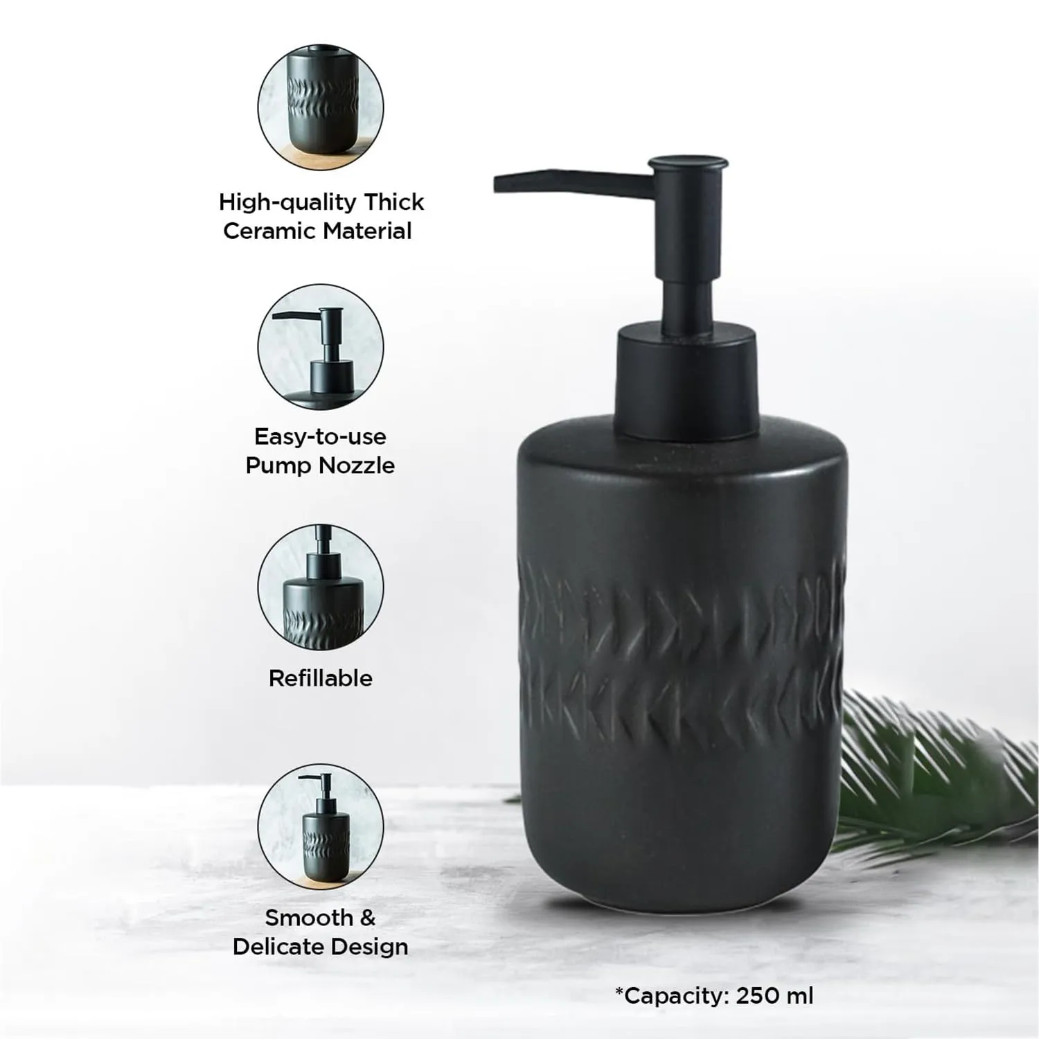 Homestic Liquid Soap Dispenser | Handwash Soap Dispenser | Soap Dispenser for Wash Basin | Shampoo Dispenser Bottle | Bathroom Dispenser Bottle | 250 ML | Black