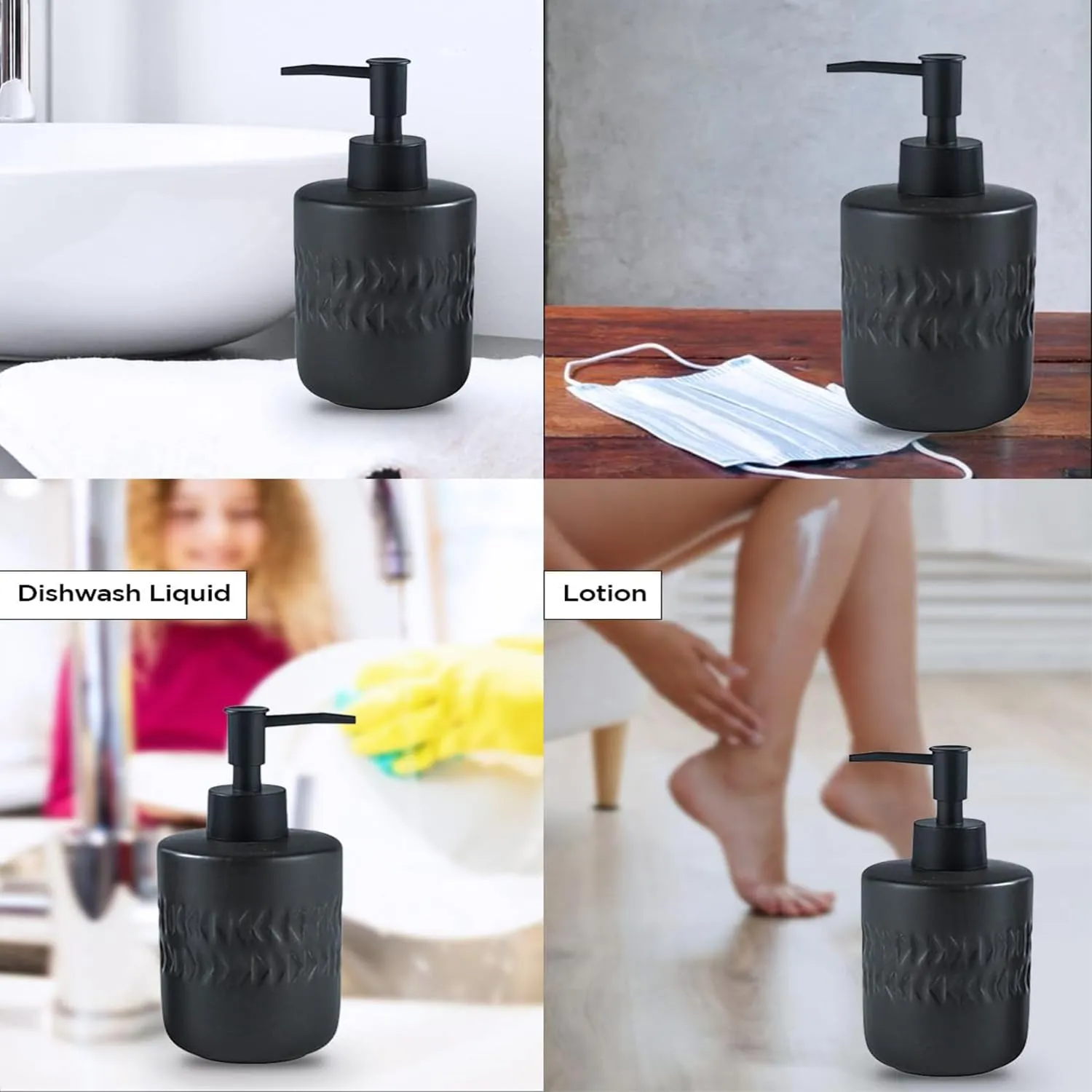 Homestic Liquid Soap Dispenser | Handwash Soap Dispenser | Soap Dispenser for Wash Basin | Shampoo Dispenser Bottle | Bathroom Dispenser Bottle | 250 ML | Black