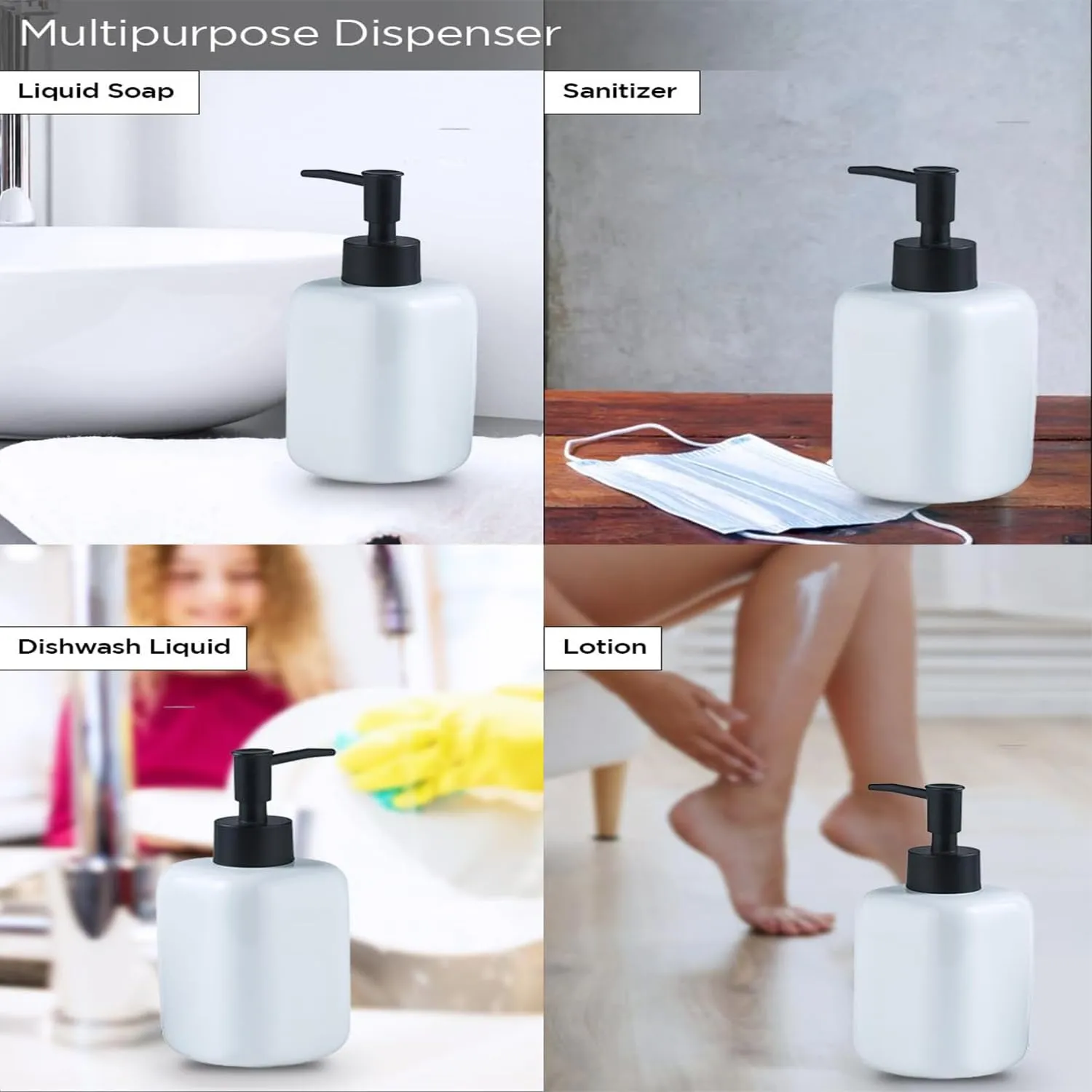 Homestic Liquid Soap Dispenser | Handwash Soap Dispenser | Soap Dispenser for Wash Basin | Shampoo Dispenser Bottle | Bathroom Dispenser Bottle | 300 ML | White
