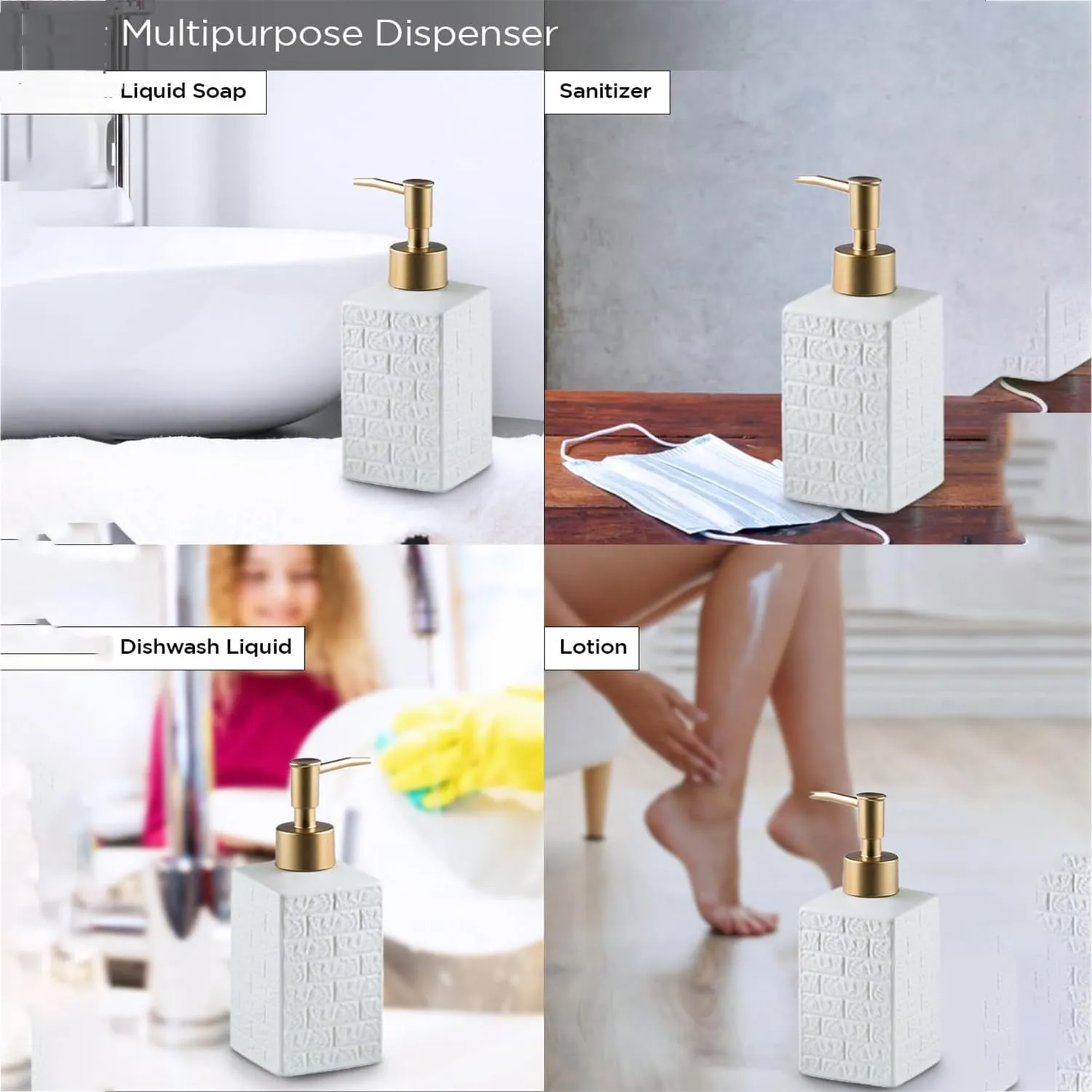 Homestic Liquid Soap Dispenser | Handwash Soap Dispenser | Soap Dispenser for Wash Basin | Shampoo Dispenser Bottle | Bathroom Dispenser Bottle | 350 ML | White