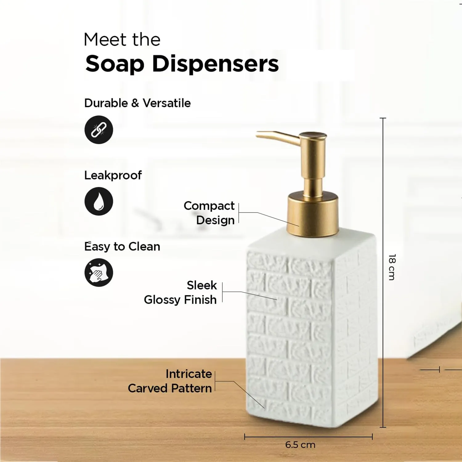 Homestic Liquid Soap Dispenser | Handwash Soap Dispenser | Soap Dispenser for Wash Basin | Shampoo Dispenser Bottle | Bathroom Dispenser Bottle | 350 ML | White