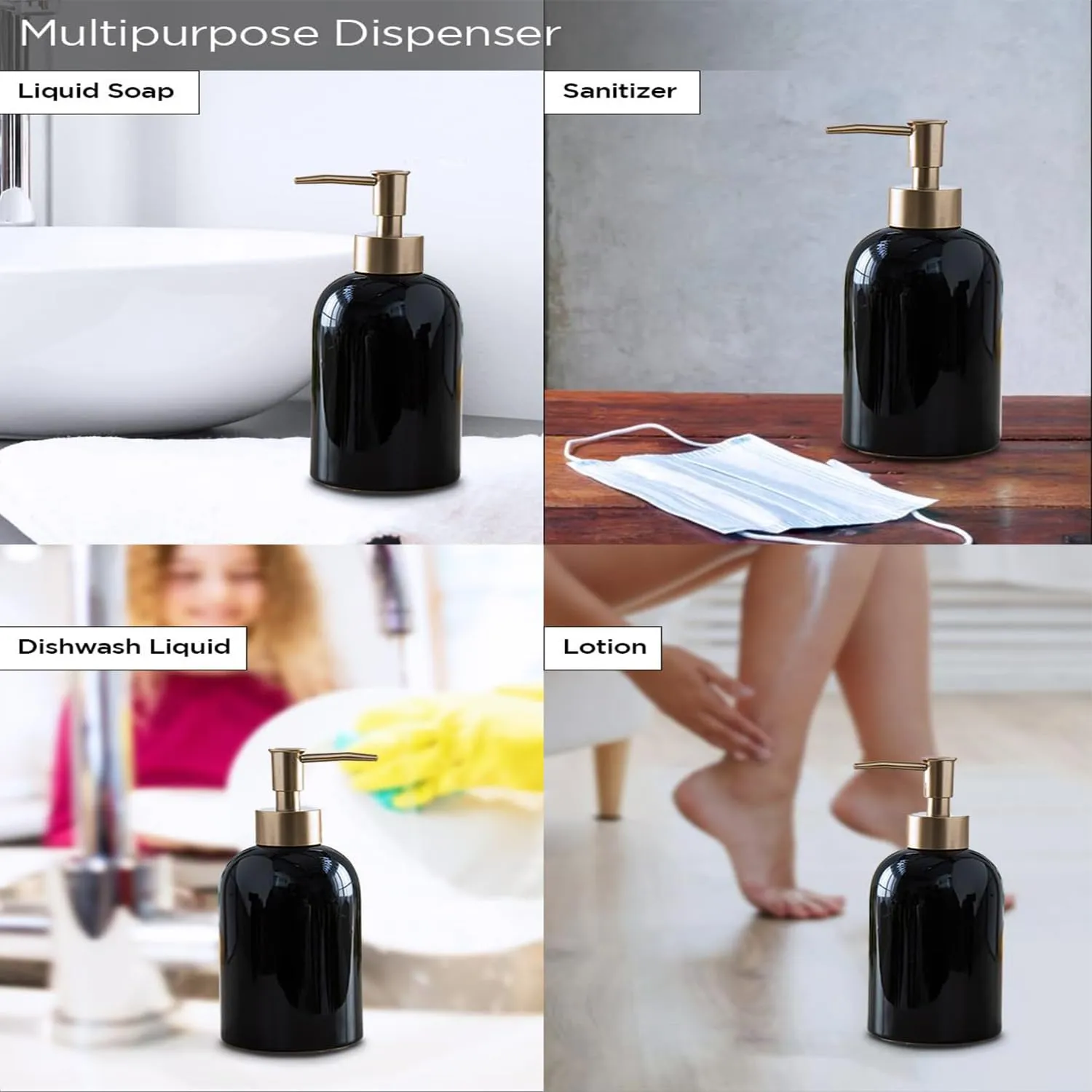 Homestic Liquid Soap Dispenser | Handwash Soap Dispenser | Soap Dispenser for Wash Basin | Shampoo Dispenser Bottle | Bathroom Dispenser Bottle | 420 ML | Black