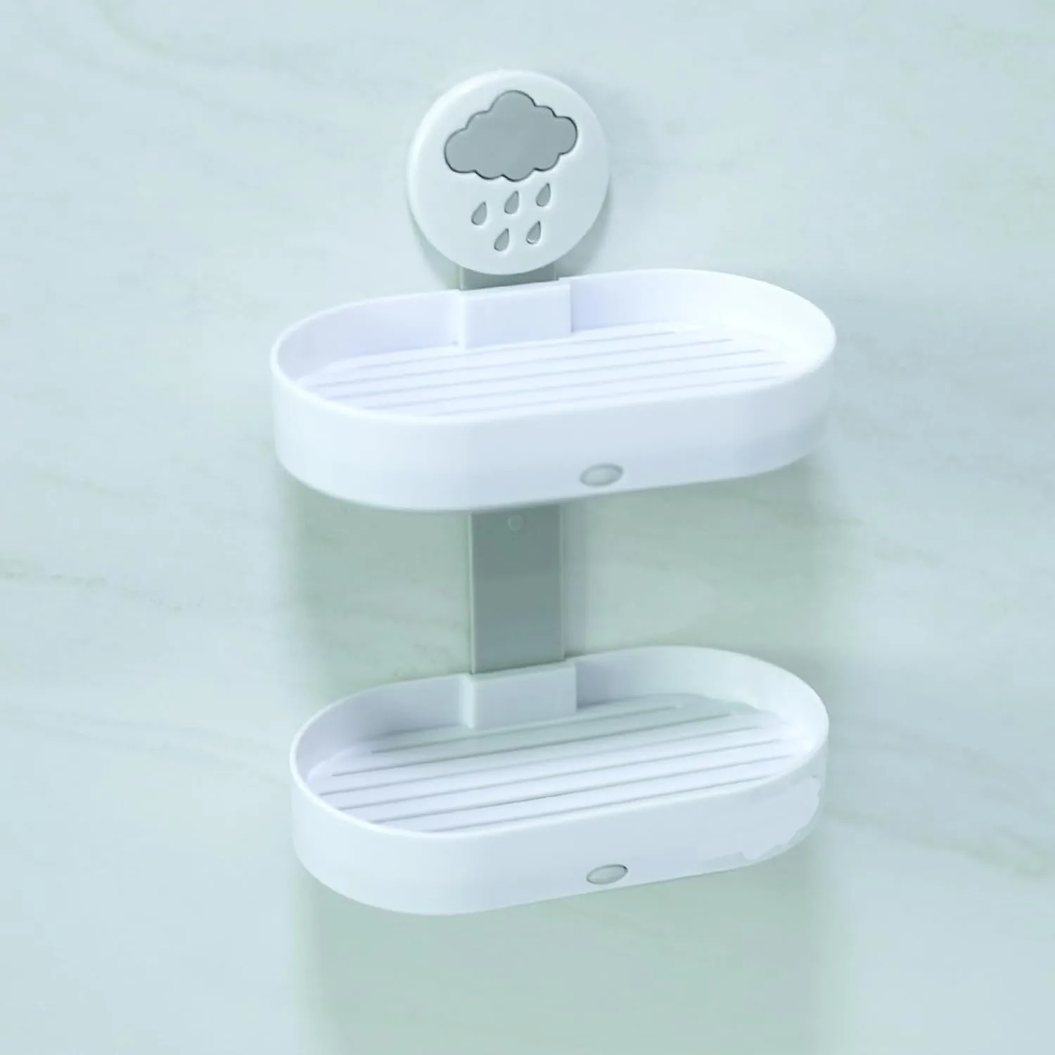 Homestic Pack of 6 Soap Holder | 2-Tier Bathroom Soap Tray | Soap Holder for Kitchen Sink | Wash Basin Soap Holder | Hanging Sink Organizer Plate | Self Adheshive Soap Holder | 9658WH | White