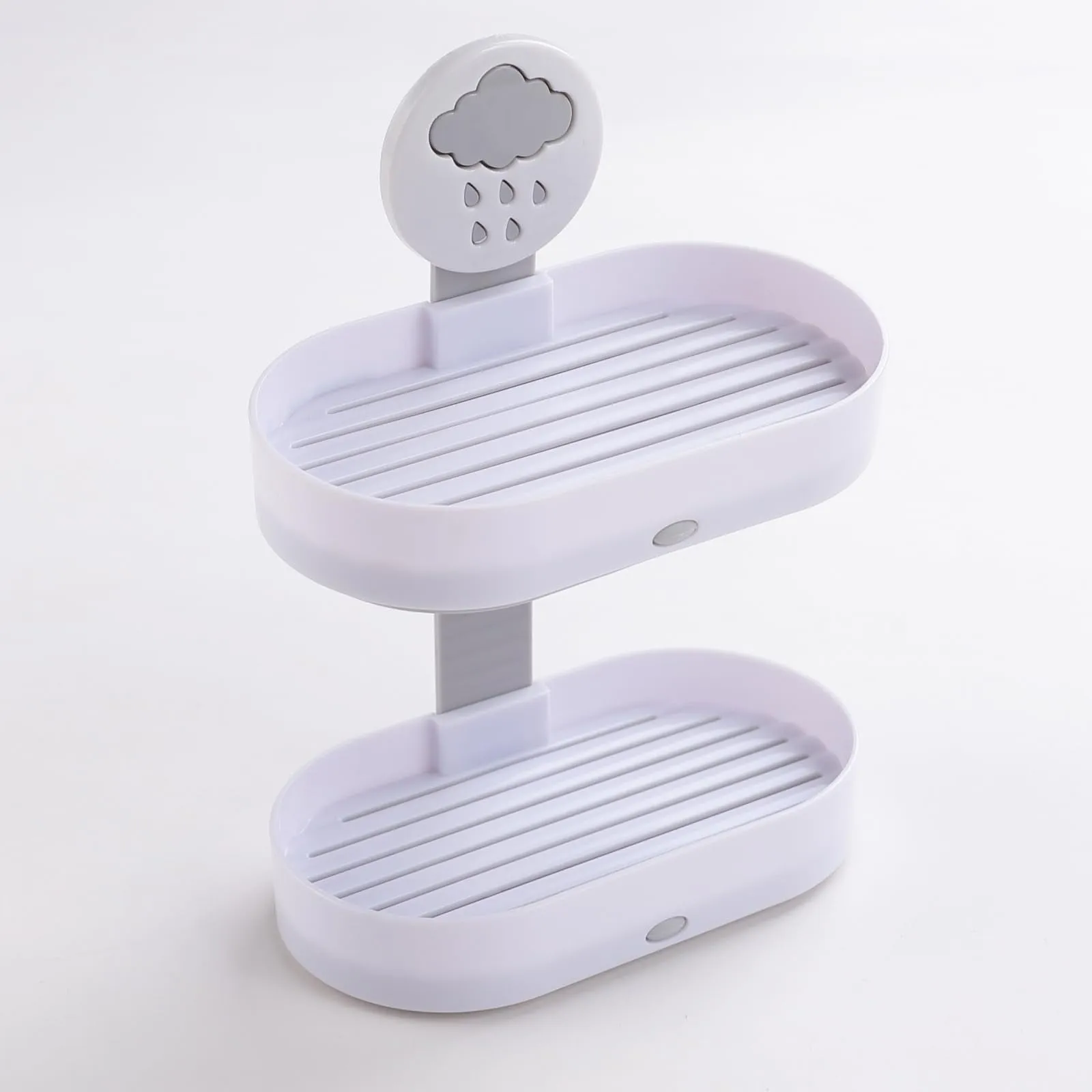 Homestic Soap Holder | 2-Tier Bathroom Soap Tray | Soap Holder for Kitchen Sink | Wash Basin Soap Holder | Hanging Sink Organizer Plate | Self Adheshive Soap Holder | 9658WH | White