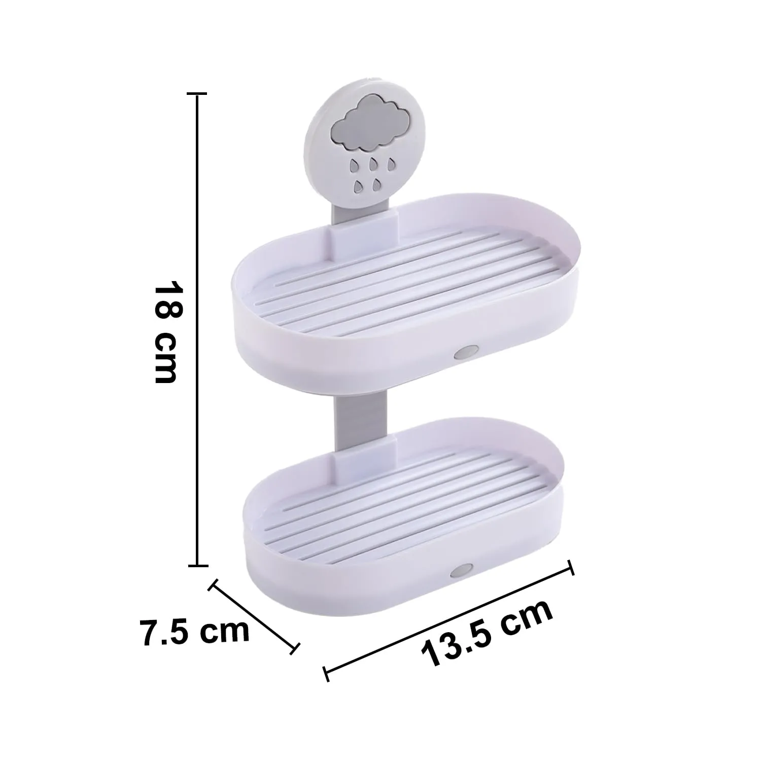 Homestic Soap Holder | 2-Tier Bathroom Soap Tray | Soap Holder for Kitchen Sink | Wash Basin Soap Holder | Hanging Sink Organizer Plate | Self Adheshive Soap Holder | 9658WH | White